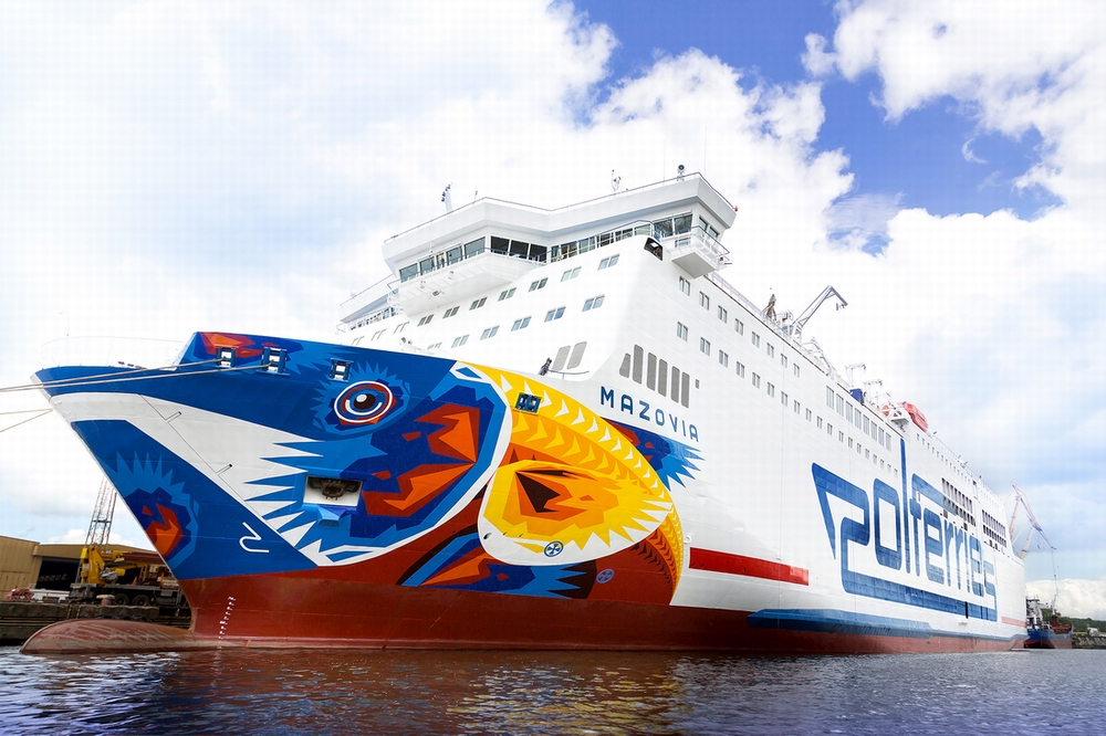 Newly painted Mazovia ferry operated by Polferries in Szczecin. Photo: Polferries
