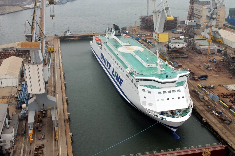 The Polonia ferry at Nauta Shipyard at Gdynia. Photo: J. Staluszka