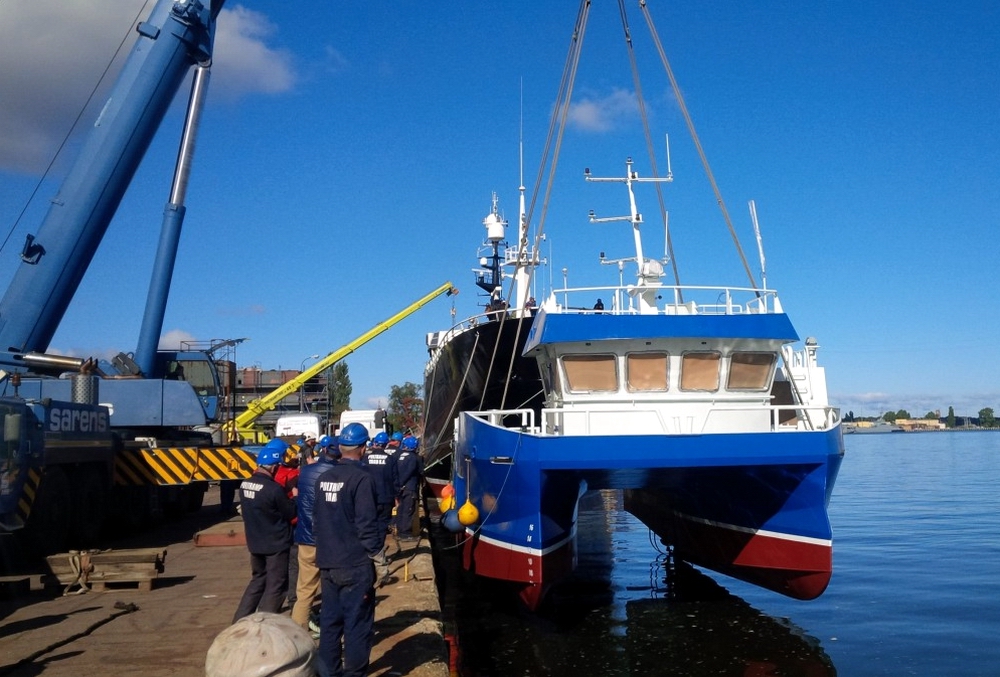 Launching of catamaran Terna in Świnoujście. Fot.: Poltramp Yard SA