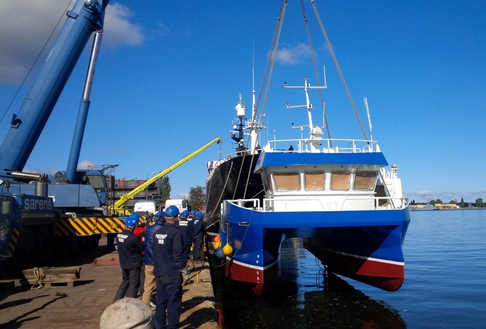 Launching of catamaran Terna in Świnoujście. Fot.: Poltramp Yard SA