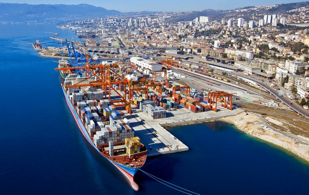 The 10,000 TEU-capacity Gerda Maersk in the Port of Rijeka. Photo: ICTSI