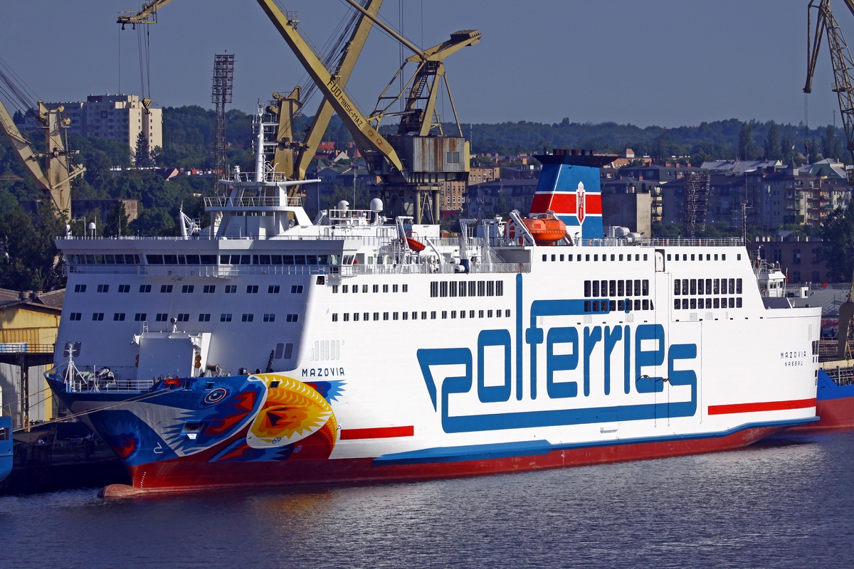 Polferries owned and operated, the Mazovia ferry, berthed in Szczecin. Photo: Piotr B. Stareńczak