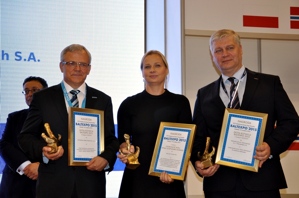 Jan Talaśka, Dorota Pyć and Jarosław Flont received Baltexpo 2015 awards. Photo: Jerzy Uklejewski