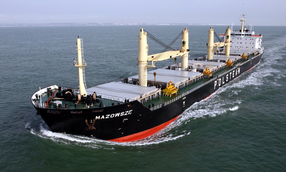 mv Mazowsze, a 38.000 dwt bulk carrier of Polsteam built at Xingang shipyard Tianjin and delivered in 2009. Photo: Polsteam