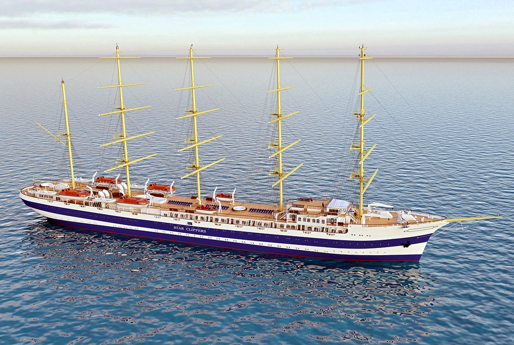 Computer renderization of the Star Clippers newbuilding. Fig.: Star Clippers