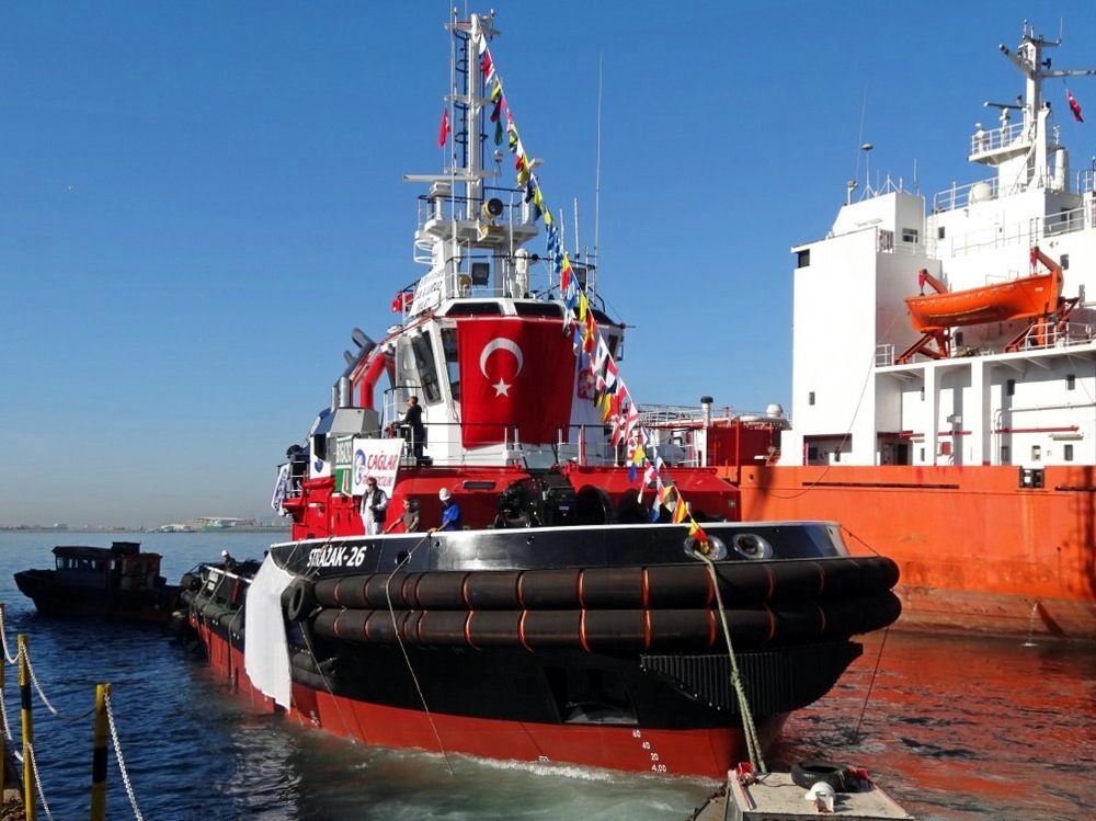 Launching of the Strażak-26 tug in Turkey. Photo: Bogazici Shipping
