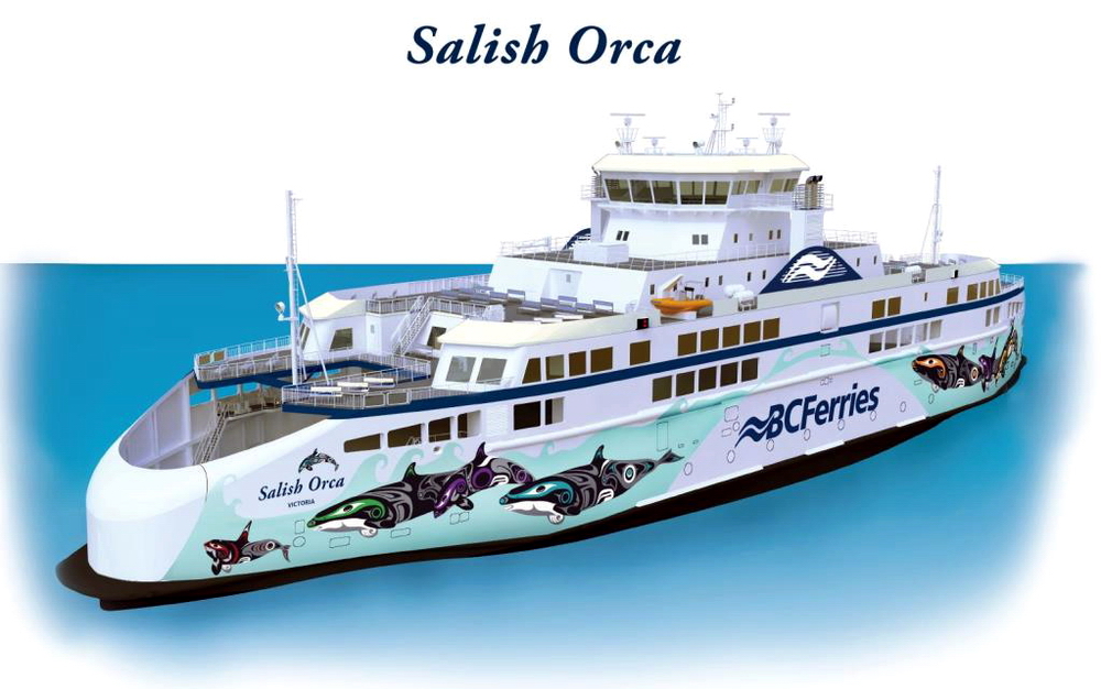 This is how the first ferry will look like after completkon of its construction. Illustr.: Courtesy of BCF