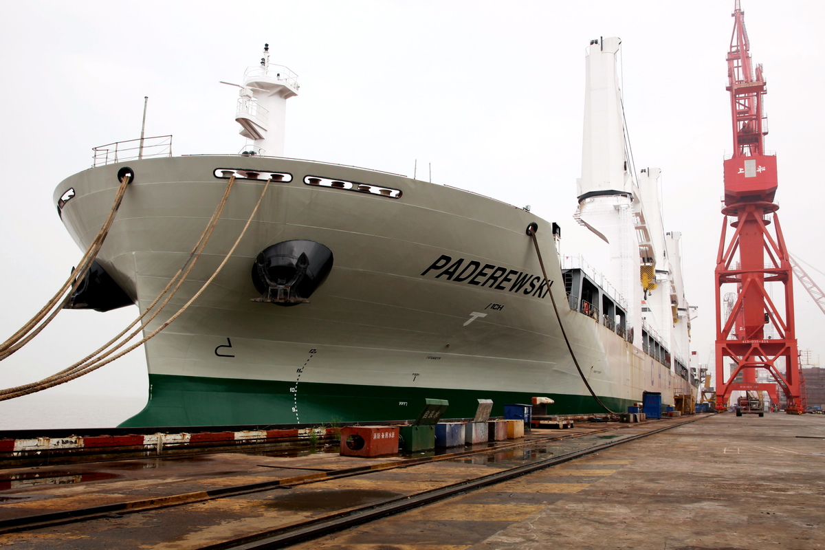 The newly built Paderewski general cargo ship at Shanghai Shipyard. Photo: courtesy of Chipolbrok