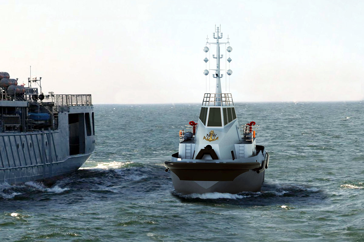 Visualisation of the tug offered by Remontowa Shipbuilding in tender for Polish Navy. Fig.: NED