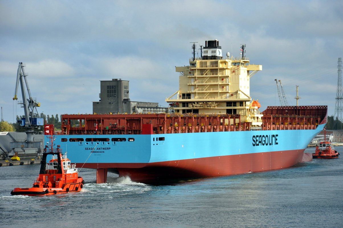 The Seago Antwerp container ship seen in Gdansk. Photo: Piotr Stareńczak