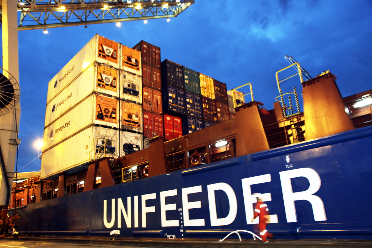 Unifeeder deals with transporting containers from the large European container hubs. Photo: Unifeeder