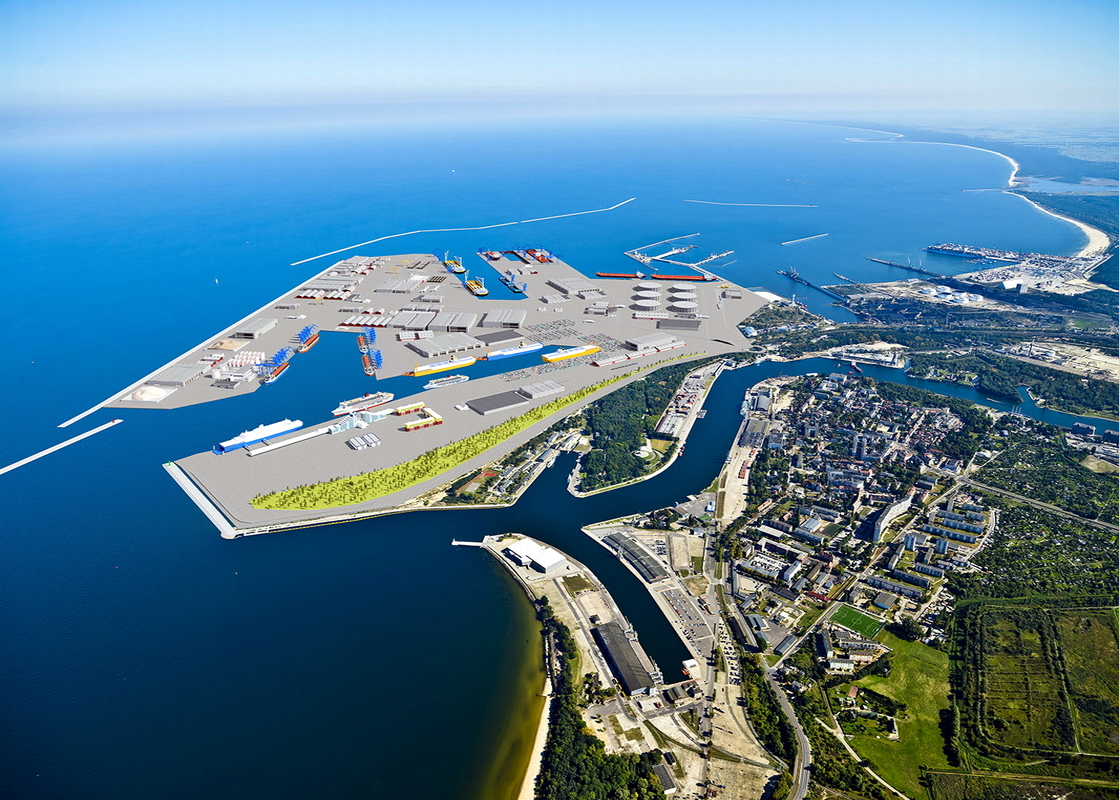 Central Port in Gdansk on the horizon