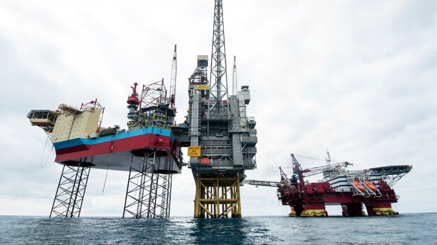 The Gina Krog platform is tied into Sleipner A. Photo: Ole Jørgen Bratland, Statoil.