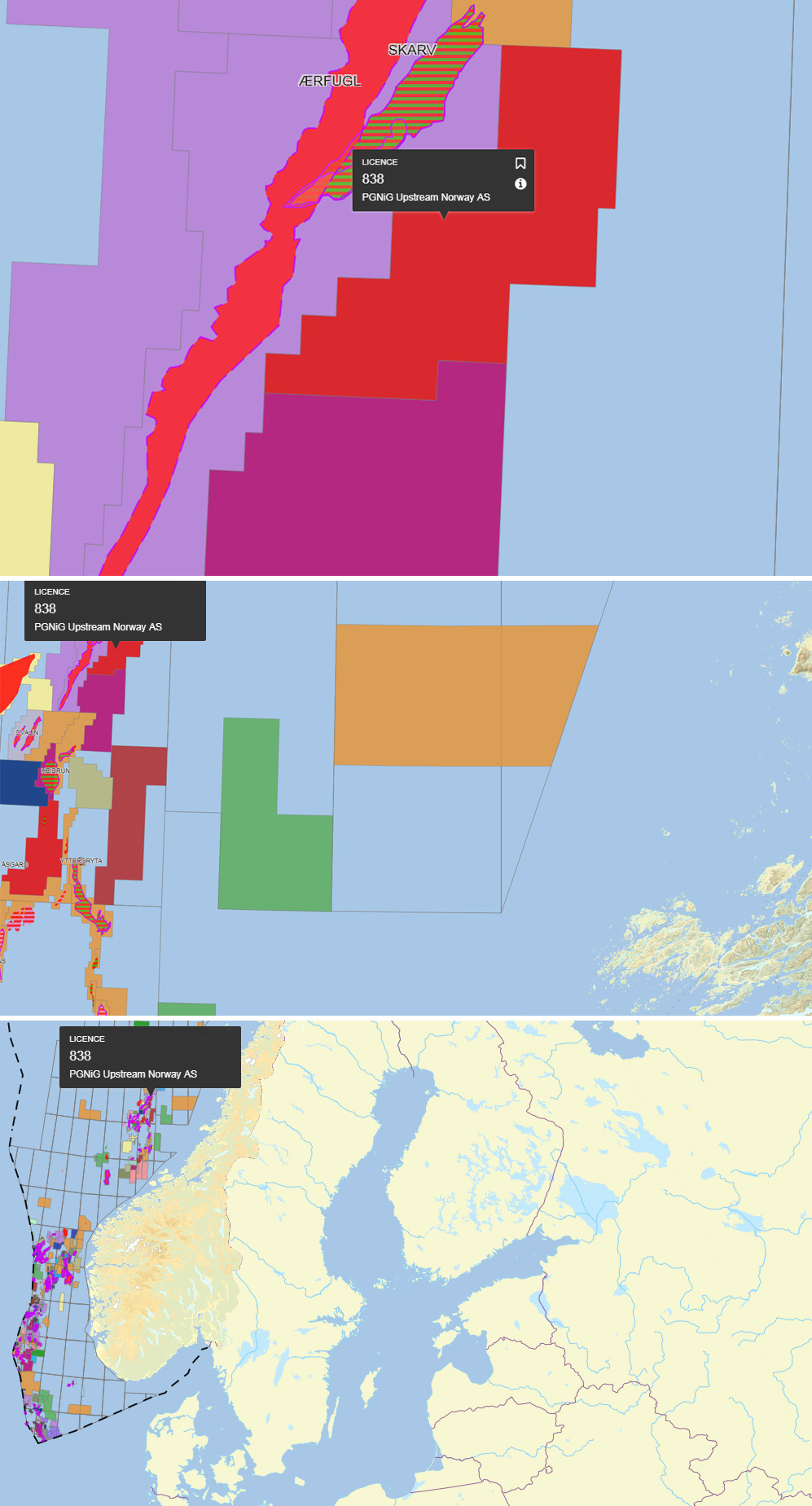 Location of PL838 license.