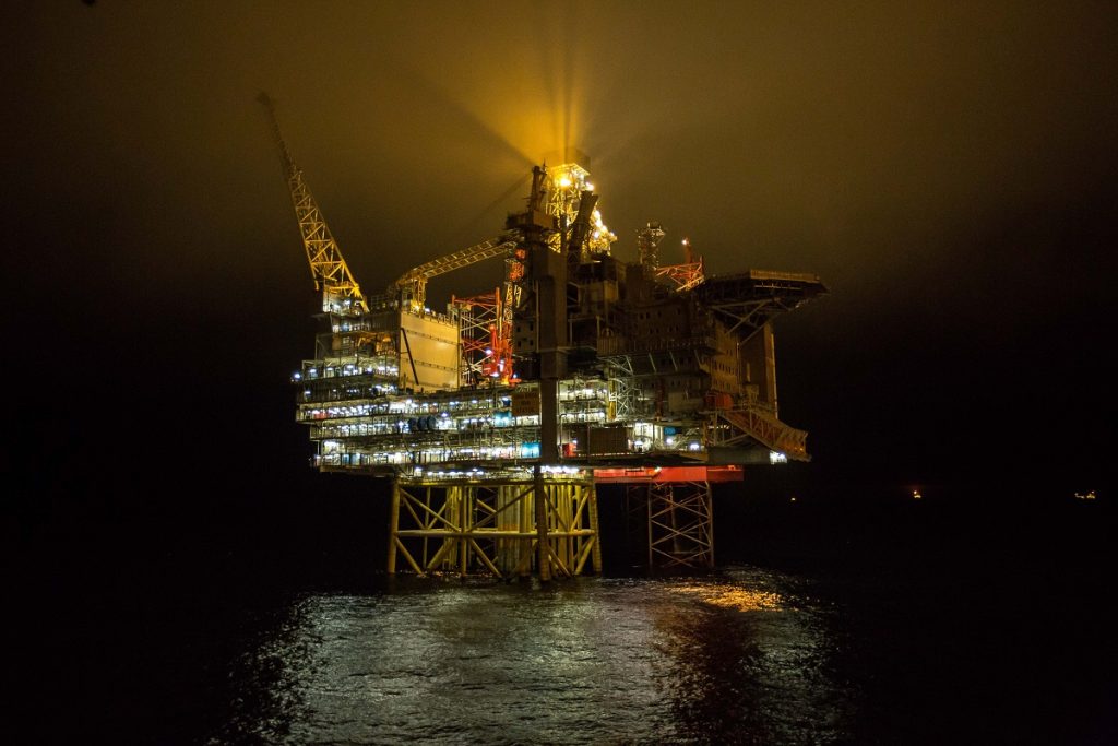 Gina Krog by night. gas extraction, gas production