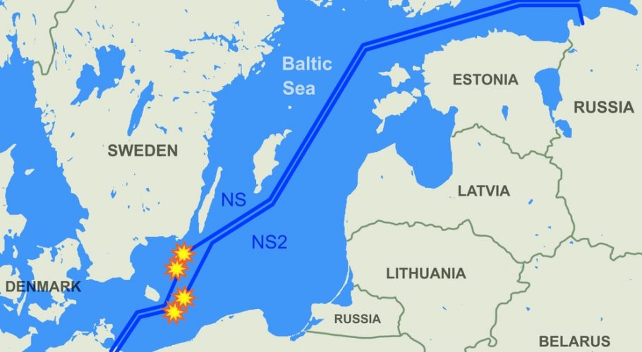 Nord,Stream,Leaks,On,Map,,Sites,Of,Explosions,Of,Natural