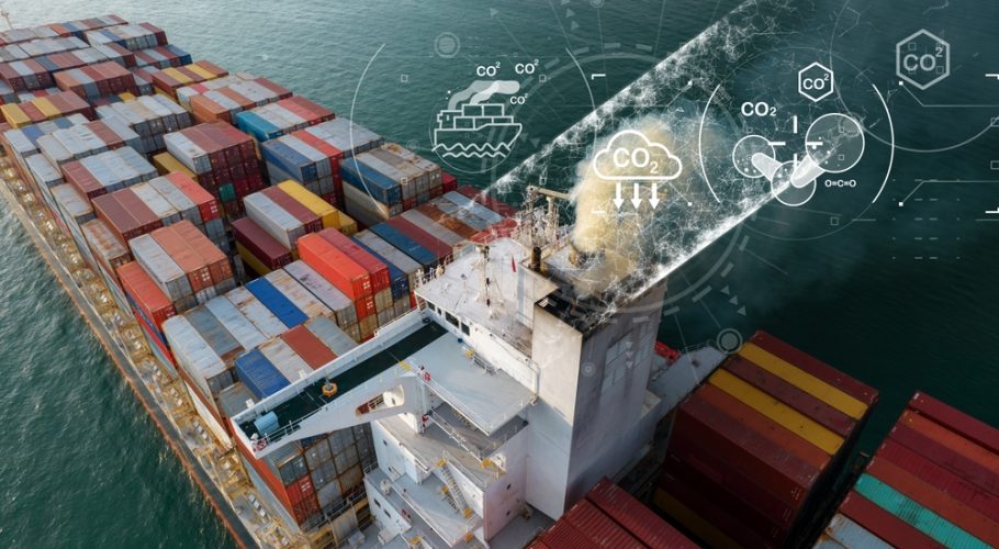 Smoke,Exhaust,Gas,Emissions,Carbondioxidefrom,Cargo,Lagre,Ship,Container,Ship,marine