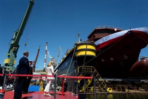 ORP Jerzy Różycki Ceremonially Launched