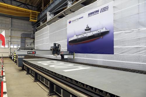 The first steel cutting of a hybrid passenger-car ferry