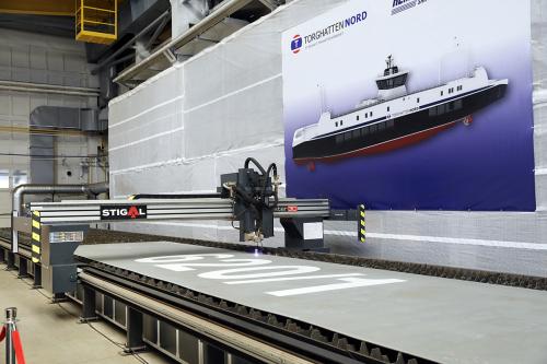 The first steel cutting of a hybrid passenger-car ferry