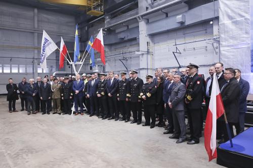 Sheet cutting ceremony for the construction of the first in a series of SIGINT-type ships