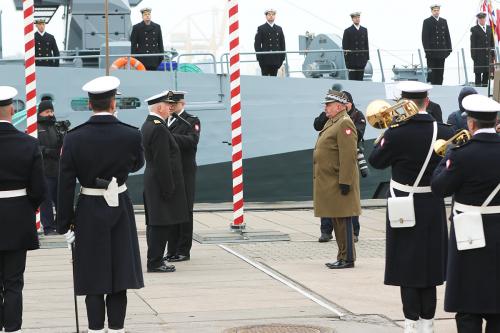 Flag-raising ceremony on ORP Albatros